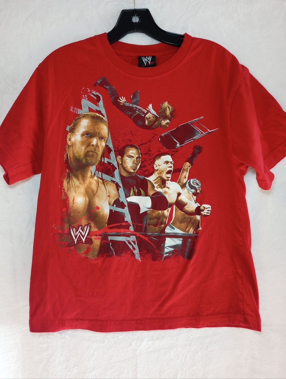 WWE  Y2K Throwback Hybrid Wrestling Merch Shirt Triple H John Cena Rey Mysterio
